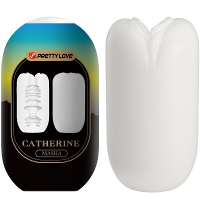 Produto sexual masculino branco com embalagem preta colorida da marca Pretty Love