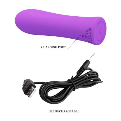 Dispositivo vibratório roxo com cabo USB para carregamento