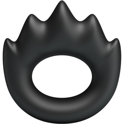 Anel preto de silicone com forma ondulada e abertura oval