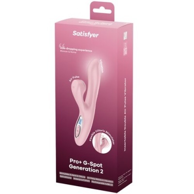 Caixa cor-de-rosa do Satisfyer Pro+ G-Spot Generation 2 com imagem do aparelho e descrições