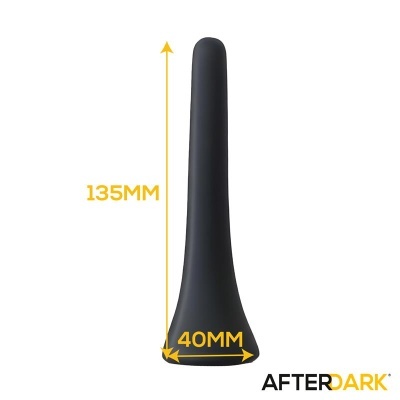 Objeto cilíndrico preto com medidas 135mm de altura e 40mm de largura base