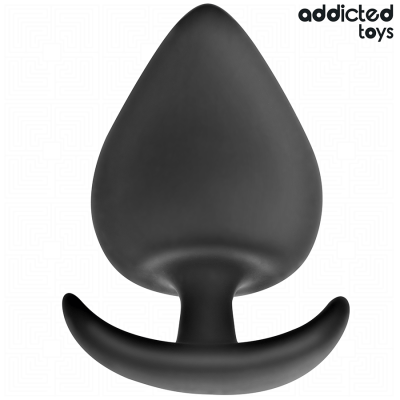 Plug anal preto de silicone com base curva e textura lisa