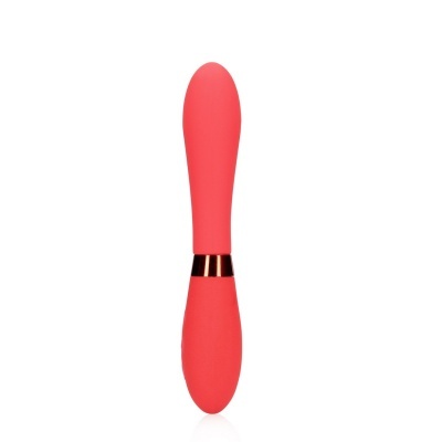 Vibrador duplo rosa com anel metálico