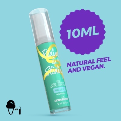 Frasco de produto com etiqueta verde e texto branco e selo roxo 10ML