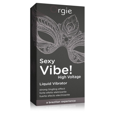 Embalagem preta feminina com máscara decorativa e texto promocional