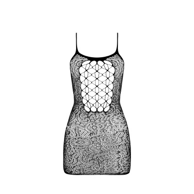 Vestido preto de renda com padrão floral e design entrelaçado à frente