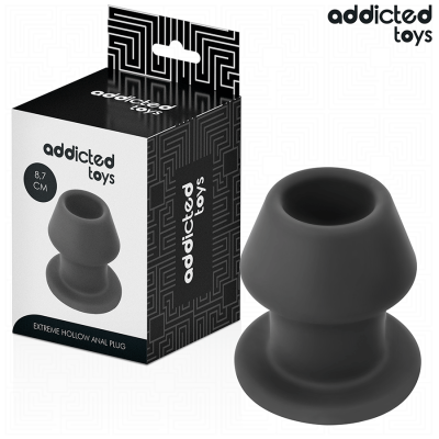 Plug anal oco extremo preto com embalagem addicteD toys.