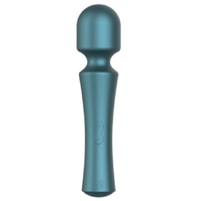 Vibrador massageador azul metálico com cabeça arredondada