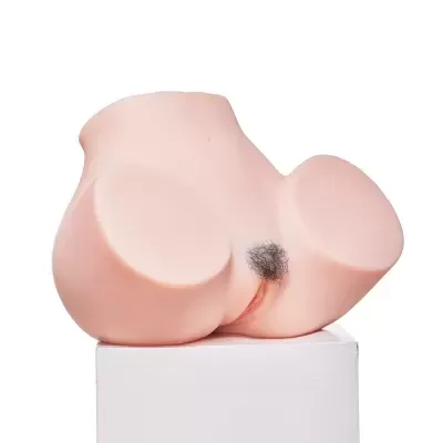 Brinquedo sexual torso feminino em tom de pele clara com pelos pretos