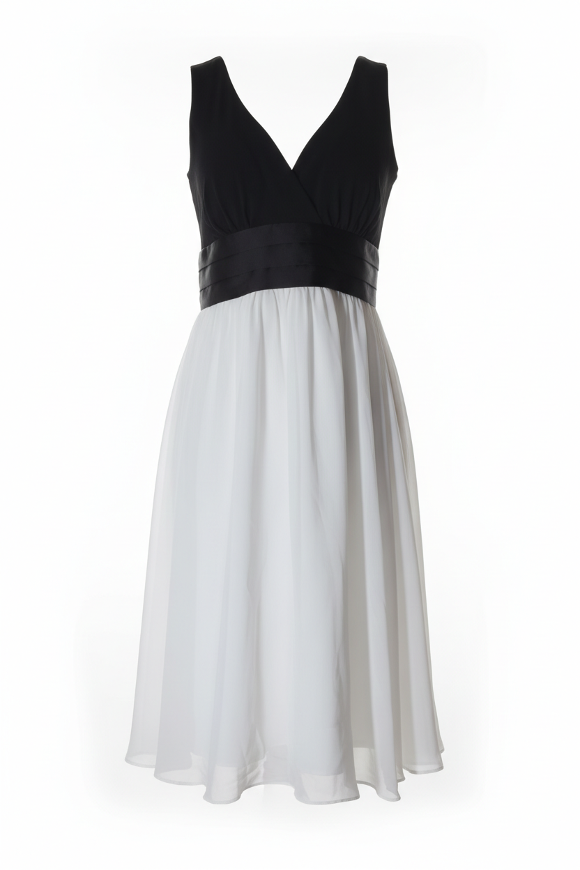 Vestido Bicolor - branco e preto Vestido midi bicolor preto e branco de cerimónia Closet d’Amiga