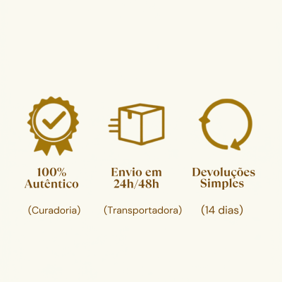 Ícones de qualidade, envio rápido e devoluções simples em castanho