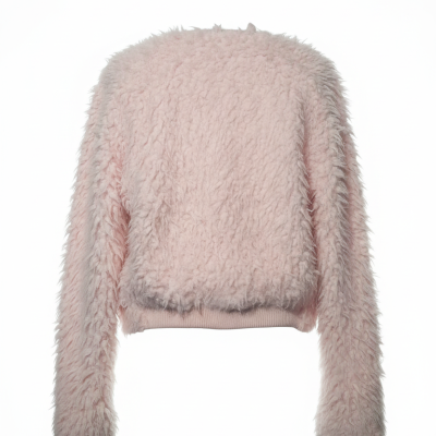 Casaco felpudo rosa claro de costas