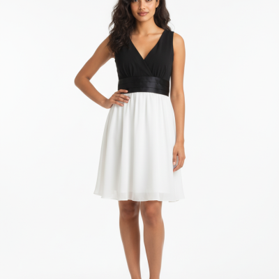 vestido de cocktail preto e branco Closet dAmiga