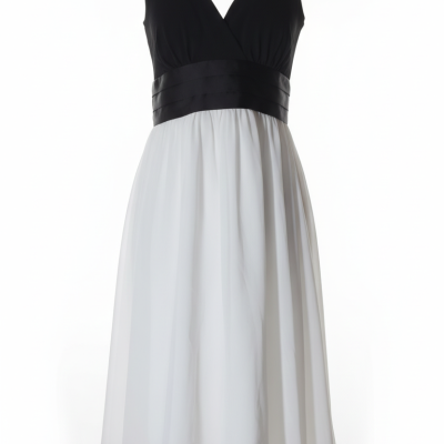 Vestido midi bicolor preto e branco de cerimónia Closet d’Amiga