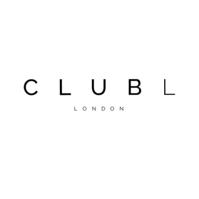 Logotipo CLUBL LONDON em preto no fundo branco
