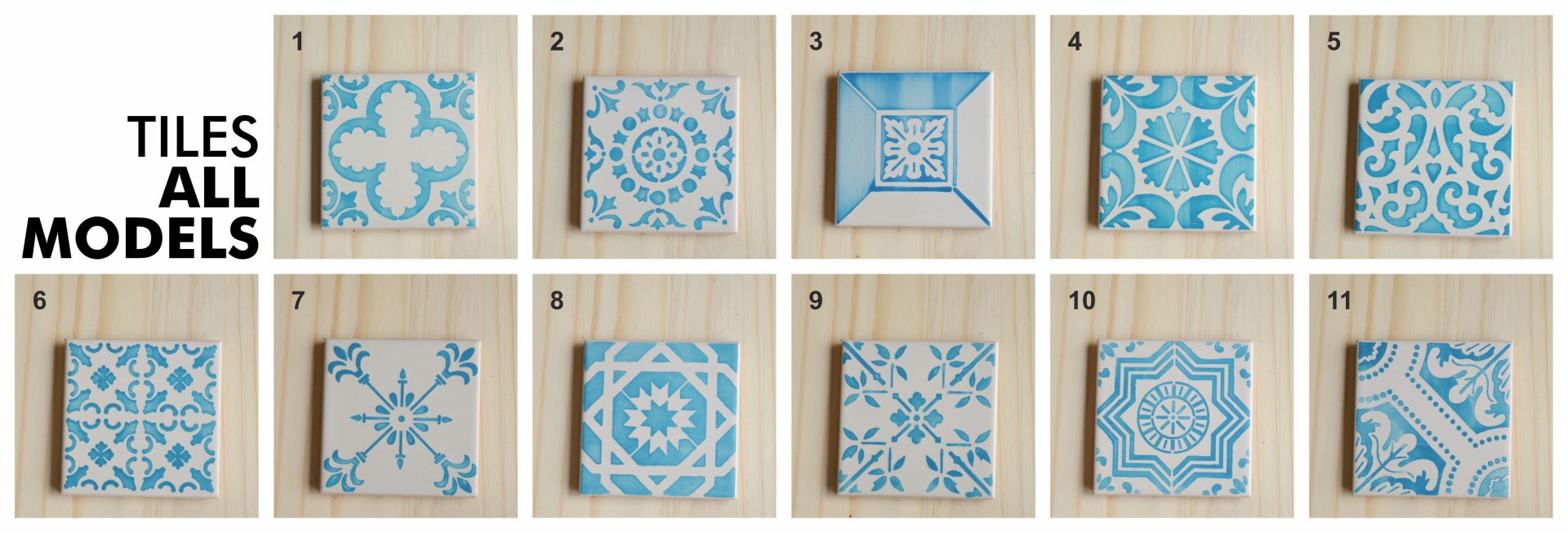 portuguese tiles, azulejos, handpainted in turquoise