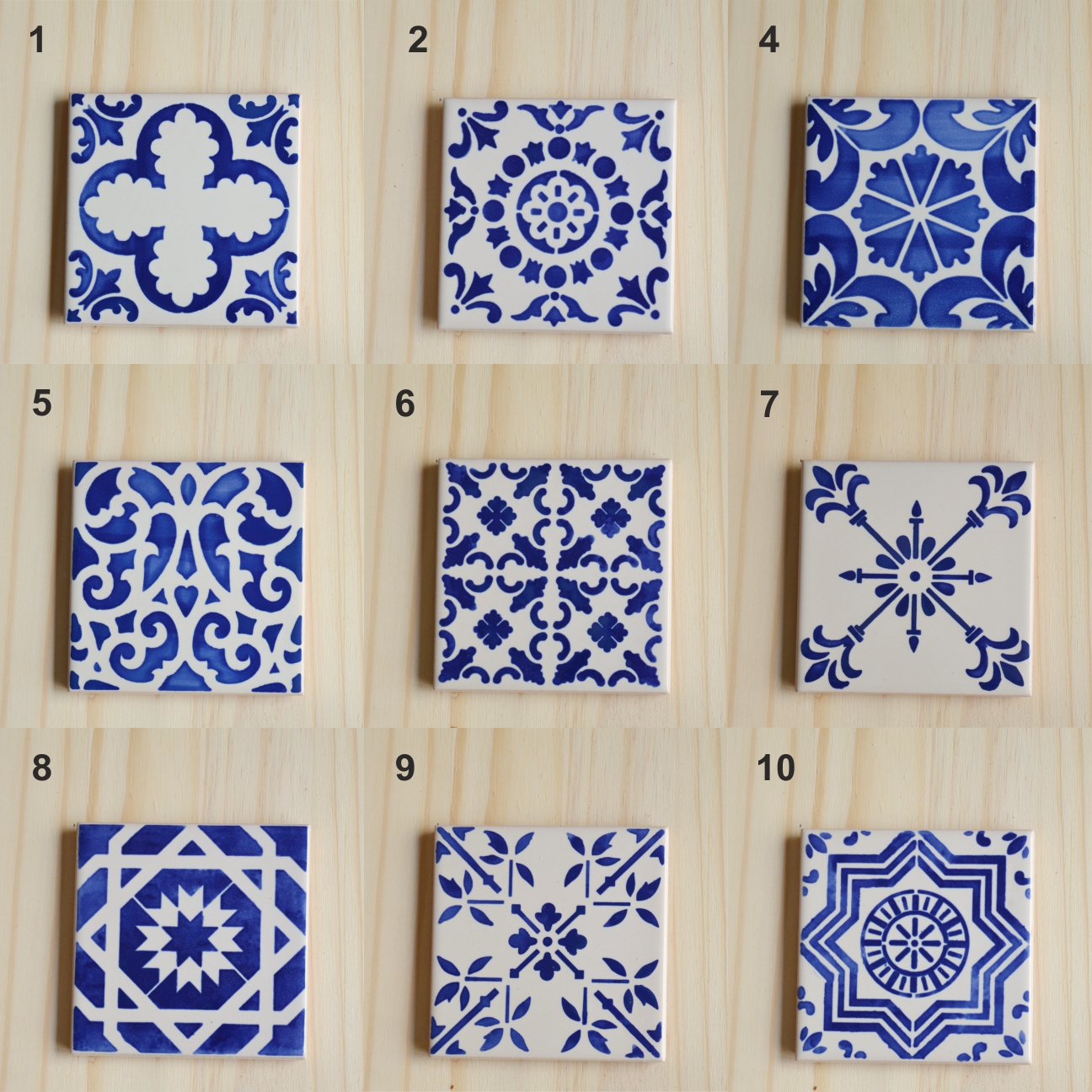 handpainted Tiles - Lisbon pattern Tiles - coasters 11x11 cm | 15x15 cm