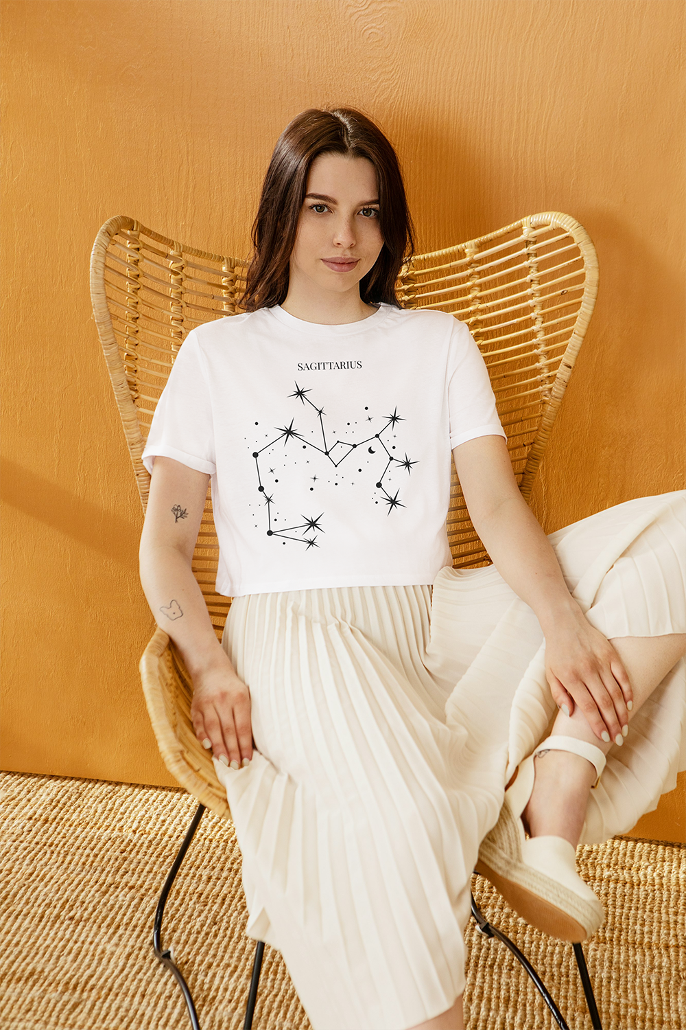 T-shirt branca com estampado de constelação Sagittarius