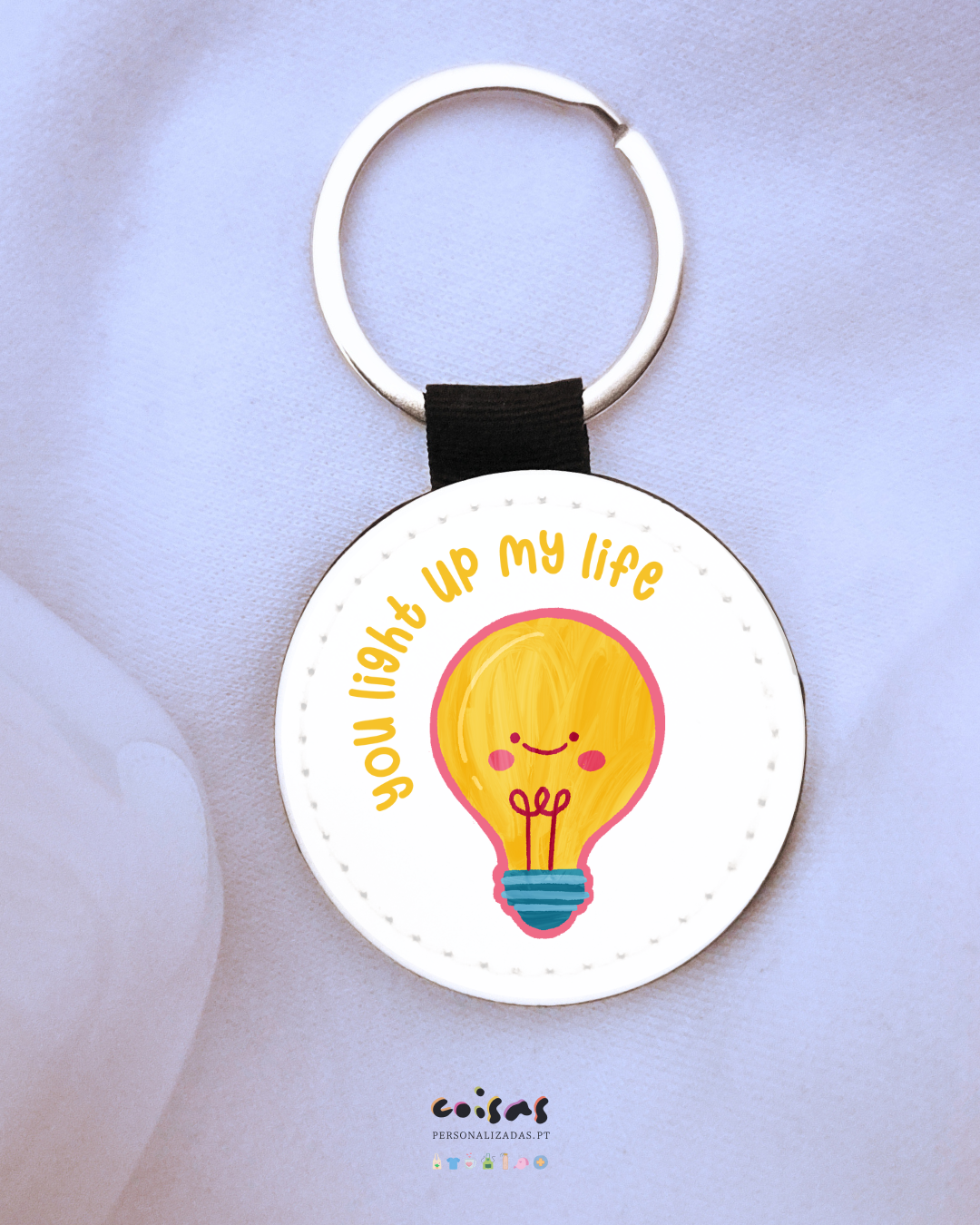 Porta-chaves romântico com frase You Light Up My Life