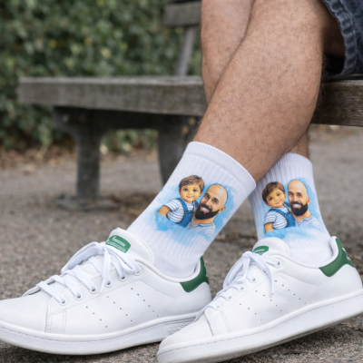 Meias&#x20;Personalizadas&#x20;com&#x20;Cartoon&#x20;da&#x20;Sua&#x20;Fotografia&#x20;&#x2013;&#x20;Pai&#x20;N&#x00BA;1