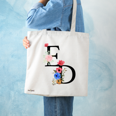 Tote&#x20;Bag&#x20;Personalizada&#x20;em&#x20;Algod&#x00E3;o&#x20;Reciclado&#x20;com&#x20;Iniciais