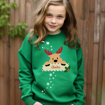 Camisola&#x20;de&#x20;Natal&#x20;para&#x20;Crian&#x00E7;a&#x20;Personalizada&#x20;com&#x20;Nome&#x20;&#x2013;&#x20;Vermelha&#x20;ou&#x20;Verde