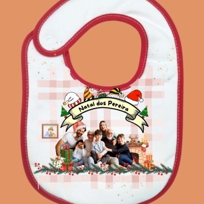 Babete&#x20;de&#x20;Natal&#x20;Personalizada&#x20;com&#x20;Fotografia&#x20;da&#x20;Fam&#x00ED;lia