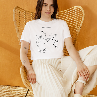 T-shirt branca com estampado de constelação Sagittarius