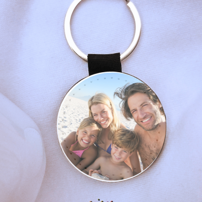 Porta-Chaves&#x20;Redondo&#x20;Personalizado&#x20;com&#x20;Fotografia&#x20;&#x7C;&#x20;Frente&#x20;e&#x20;Verso