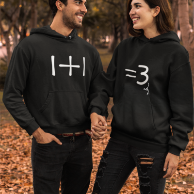 Hoodies&#x20;Personalizadas&#x20;Casal&#x20;&#x7C;&#x20;Revela&#x00E7;&#x00E3;o&#x20;de&#x20;Gravidez&#x20;Criativa&#x20;&#x201C;1&#x2B;1&#x3D;3&#x201D;