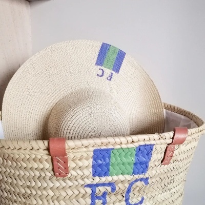 Chap&#x00E9;u&#x20;de&#x20;Palha&#x20;Adulto&#x20;com&#x20;Iniciais&#x20;&#x2013;&#x20;Pintado&#x20;&#x00E0;&#x20;M&#x00E3;o&#x20;e&#x20;Personalizado