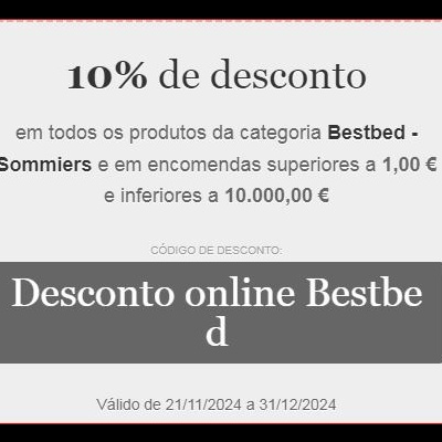 Promoção 10% de desconto em produtos Bestbed - Sommiers com código online e validade em 2024