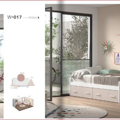 Quarto infantil com mobiliário branco e rosa, armário, cama, secretária e prateleiras