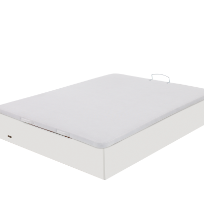 Colchão branco com base retangular sobre fundo branco