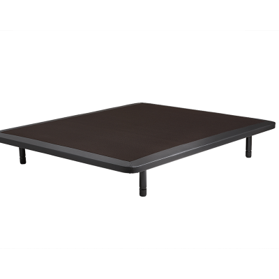 Base para cama preta com estrutura metálica e quatro pernas