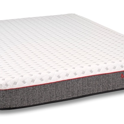 Colchão branco com laterais cinza e texto ERMI Sleep