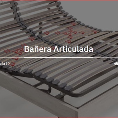 Estrutura cama articulada com lâminas madeira clara e metal cinza escuro