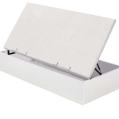 Caixa de arrumação branca com tampa almofadada aberta
