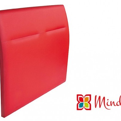 Cabeceira de cama vermelha com logotipo Mindol