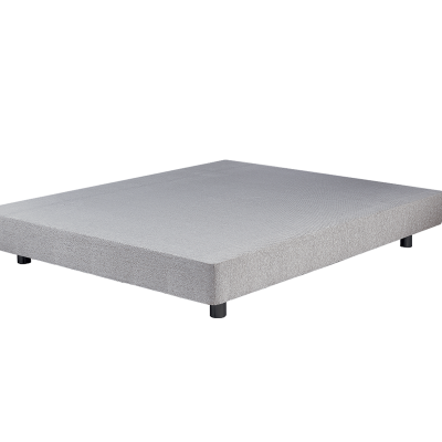 Base de cama cinza claro com quatro pés pretos