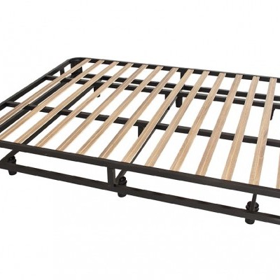 Estrado para cama metálico com ripas de madeira