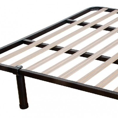 Estrado de cama metálico com ripas de madeira