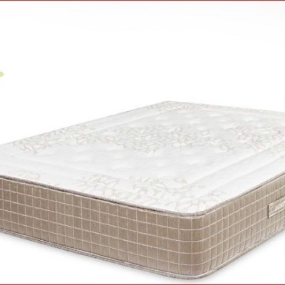 Colchão Best Bed branco com laterais bege e padrão quadriculado