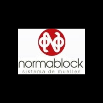 Logótipo Normablock com símbolo vermelho e texto preto