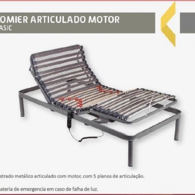 Cama articulada metálica motorizada cinza com controle remoto