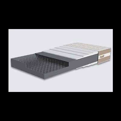 Colchão cortado mostrando camadas internas e molas metálicas