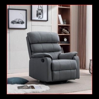 Poltrona reclinável cinza escuro em tecido em sala moderna