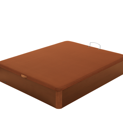 Colchão ou base de cama castanha com puxador metálico