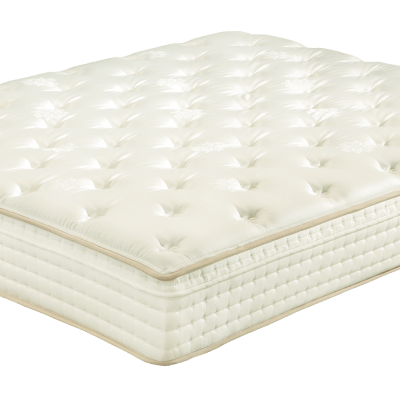 Colchão branco acolchoado visto de cima e do lado