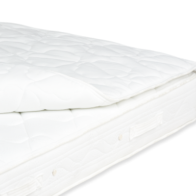 Colchão branco matelassado com pegas laterais e textura acolchoada